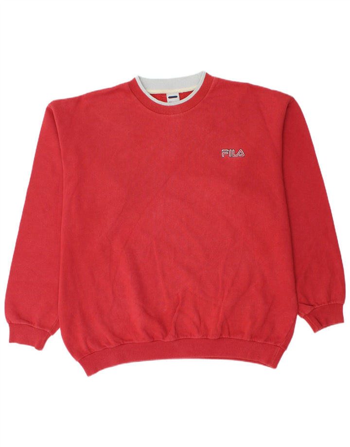 Felpa Fila Uomo Maglione IT 52/54 Large Rosso Cotone