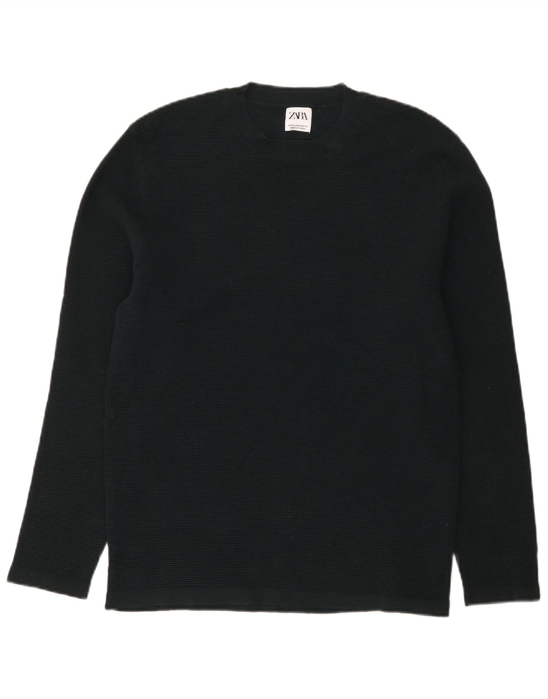Top Zara da uomo a maniche lunghe in cotone verde medio