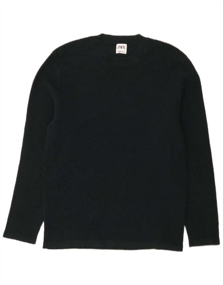 Top Zara da uomo a maniche lunghe in cotone verde medio