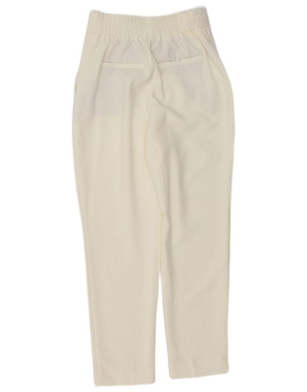 Pantaloni casual affusolati a vita alta da donna Zara XS W24 L27 poliestere bianco