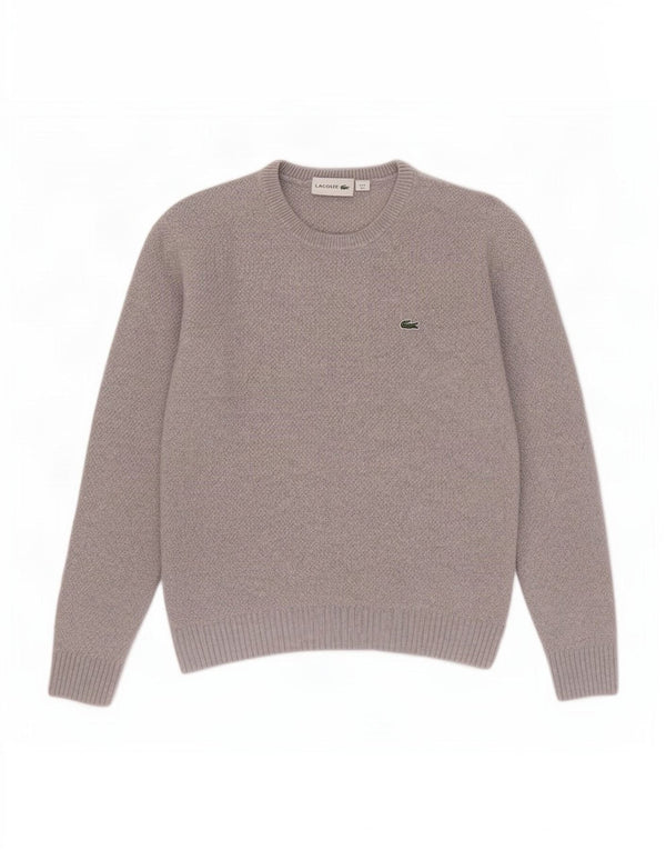 Maglione maglione girocollo da donna Lacoste UK 10 piccolo grigio lana
