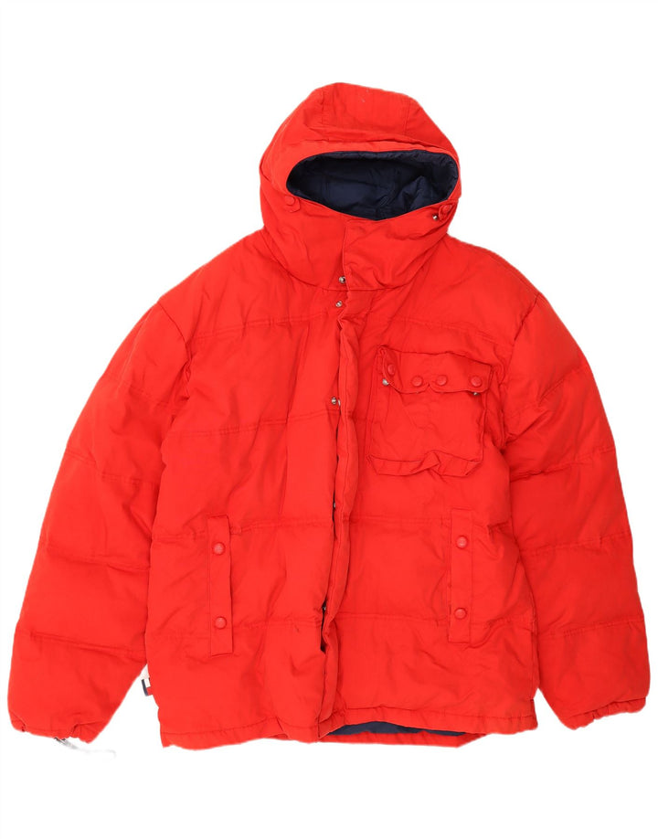 Giacca imbottita con cappuccio da uomo Tommy Hilfiger UK 40 grande poliestere rosso