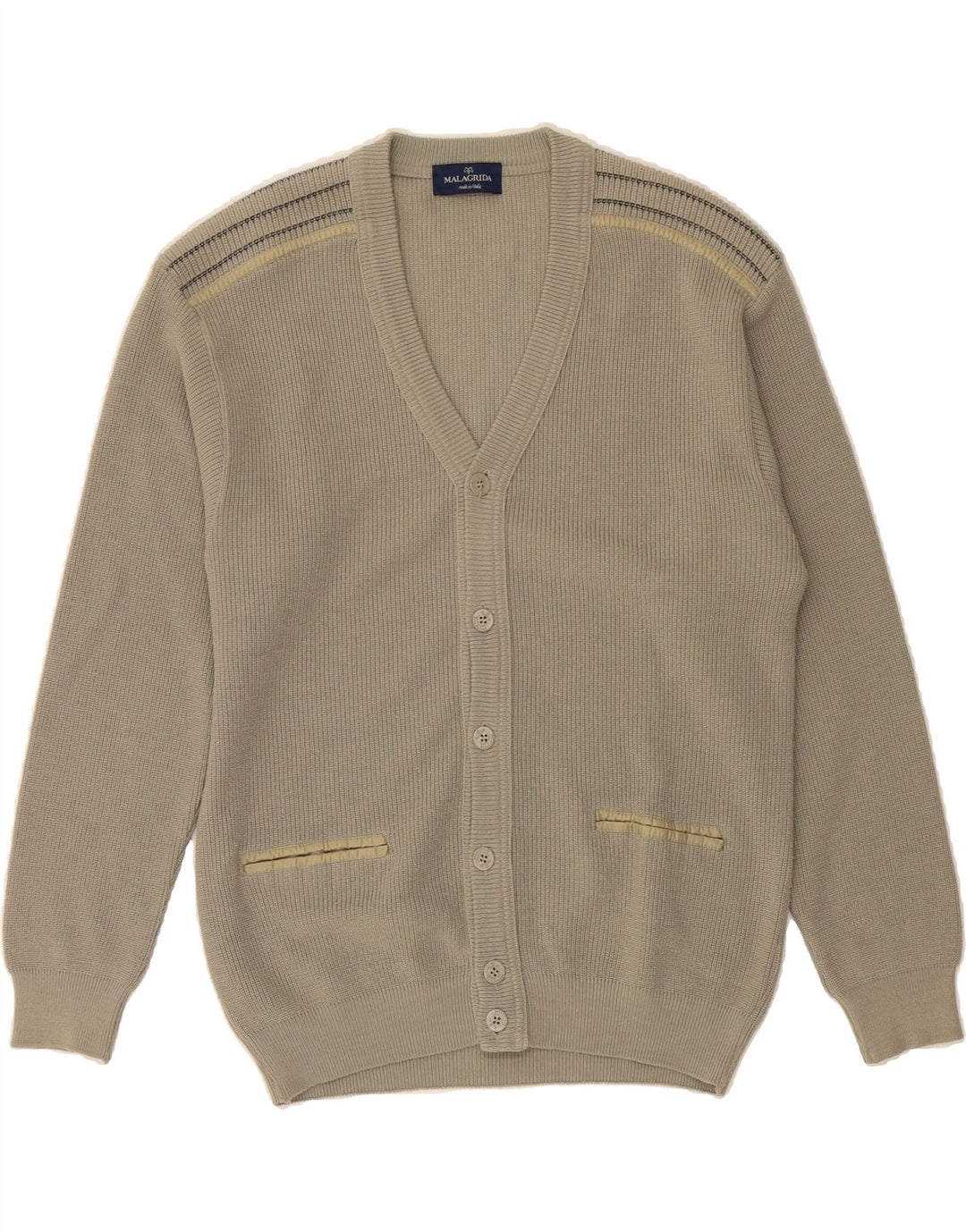 MALAGRIDA Mens Cardigan Sweater Medium Grey Vintage Malagrida and Second-Hand Malagrida from Messina Hembry 