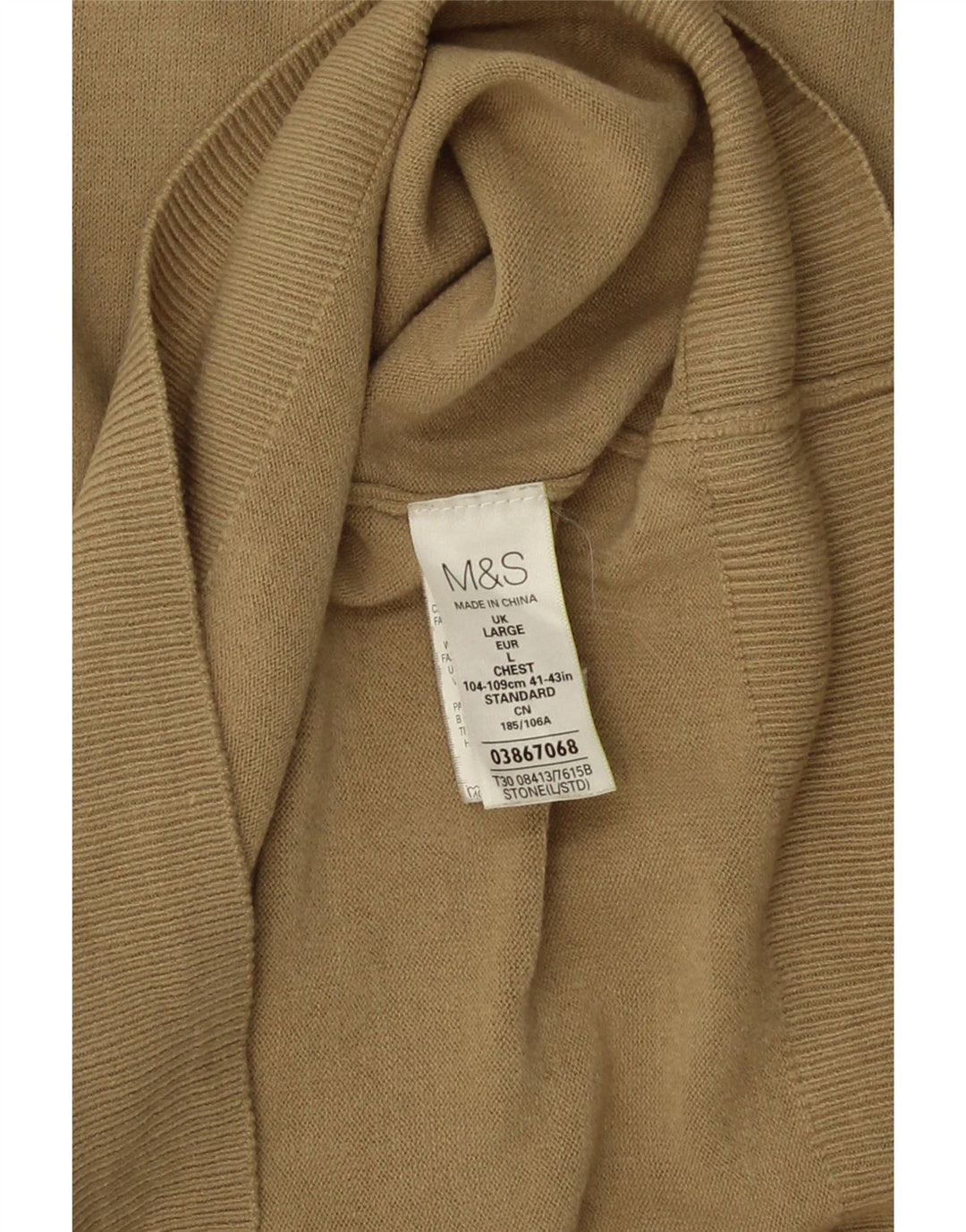 Maglione da uomo con scollo a V Marks & Spencer grande acrilico beige
