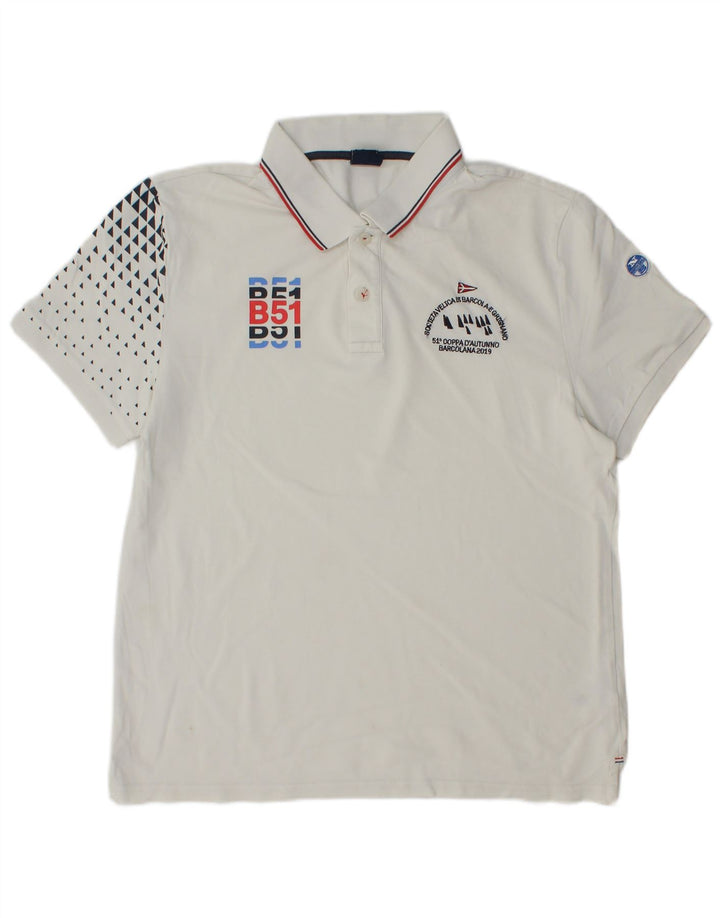 Polo North Sails da uomo con vestibilità regolare grafica, grande, cotone maculato bianco