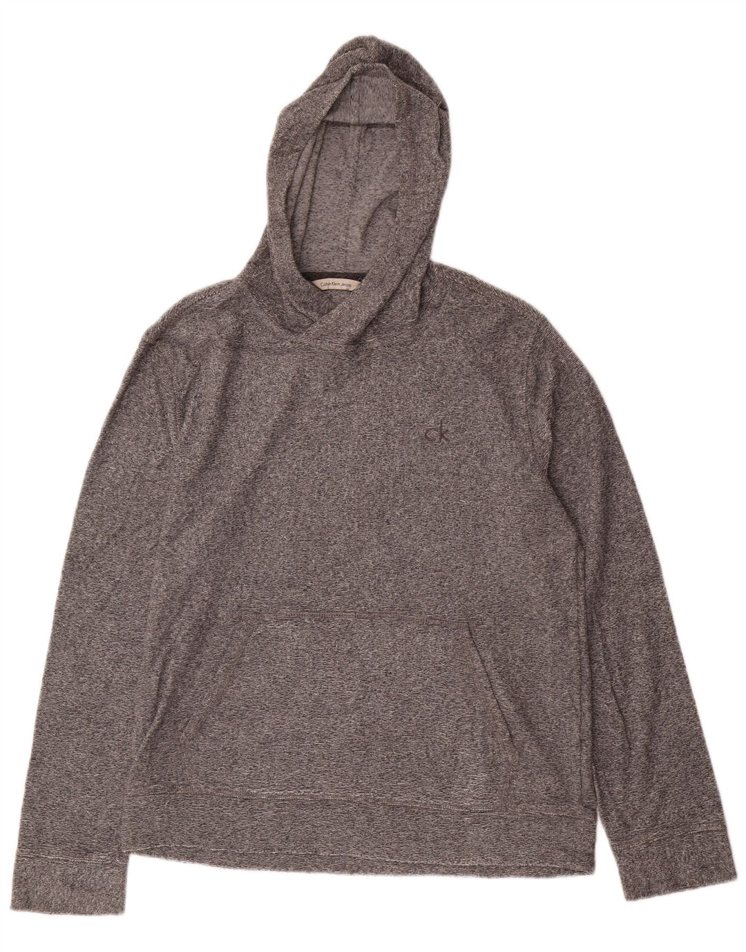 CALVIN KLEIN JEANS Maglia con cappuccio da donna UK 14 Cotone screziato grigio medio