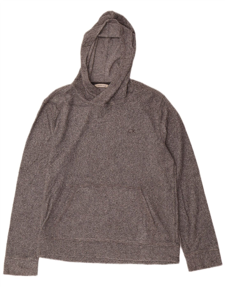 CALVIN KLEIN JEANS Maglia con cappuccio da donna UK 14 Cotone screziato grigio medio