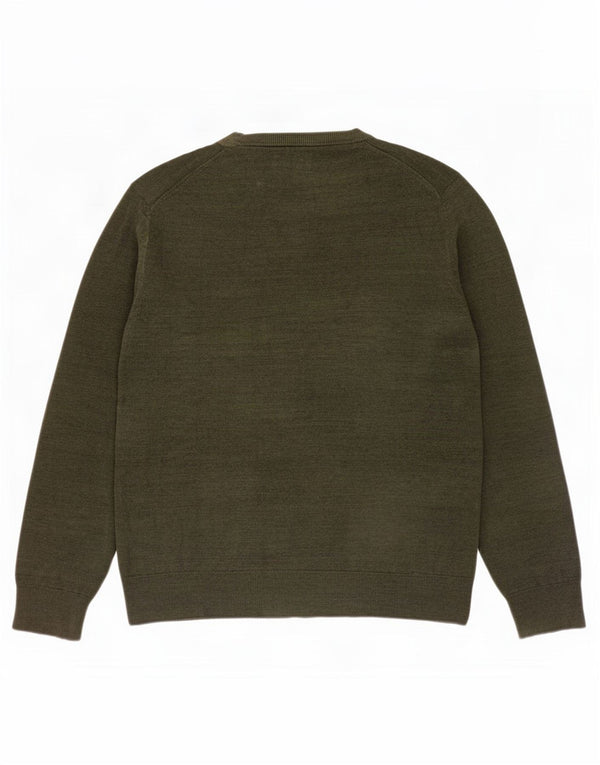 Maglione maglione girocollo da uomo Marks & Spencer grande cotone kaki