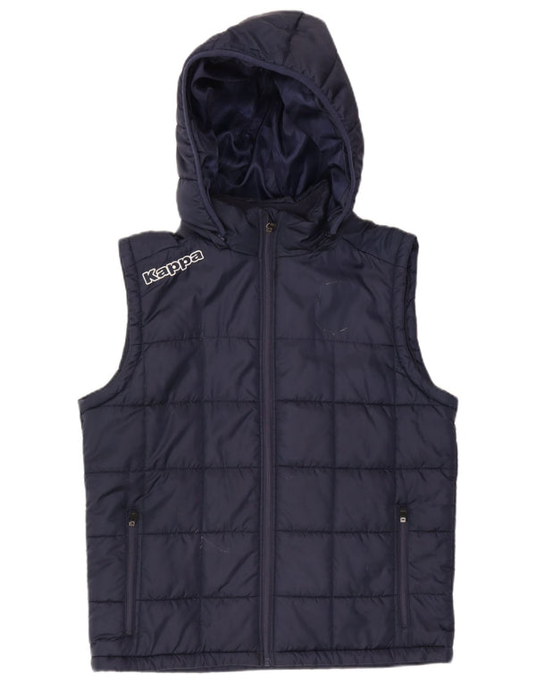 Gilet imbottito con cappuccio da uomo Kappa UK 40 Large blu navy in poliestere