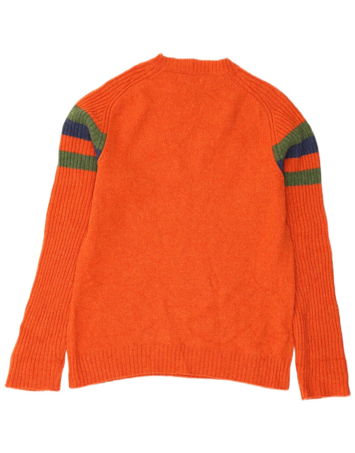 Maglione maglione girocollo da donna Benetton UK 12 a righe arancioni medie