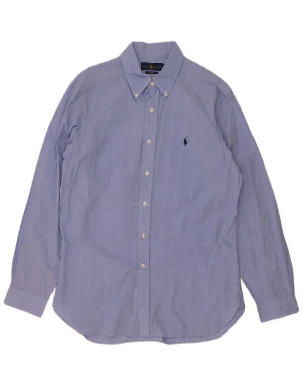 Polo Ralph Lauren Mens Slim Fit Shirt Size 16 1/2 Large Blue Check Cotton