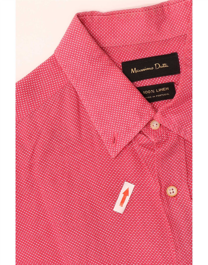 Massimo Dutti Camicia da uomo in lino maculato rosa medio
