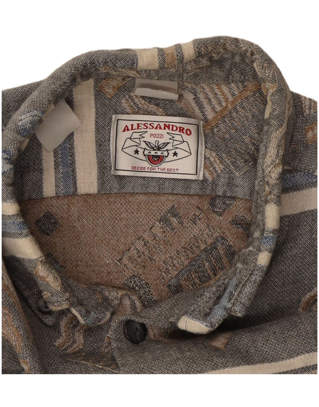 Camicia vintage da uomo in flanella a righe grigie grandi