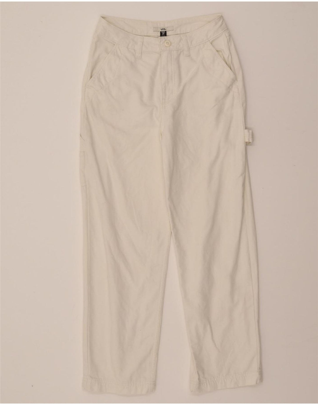 VANS Womens Straight Cargo Trousers W25 L28 White Cotton Vintage Vans and Second-Hand Vans from Messina Hembry 