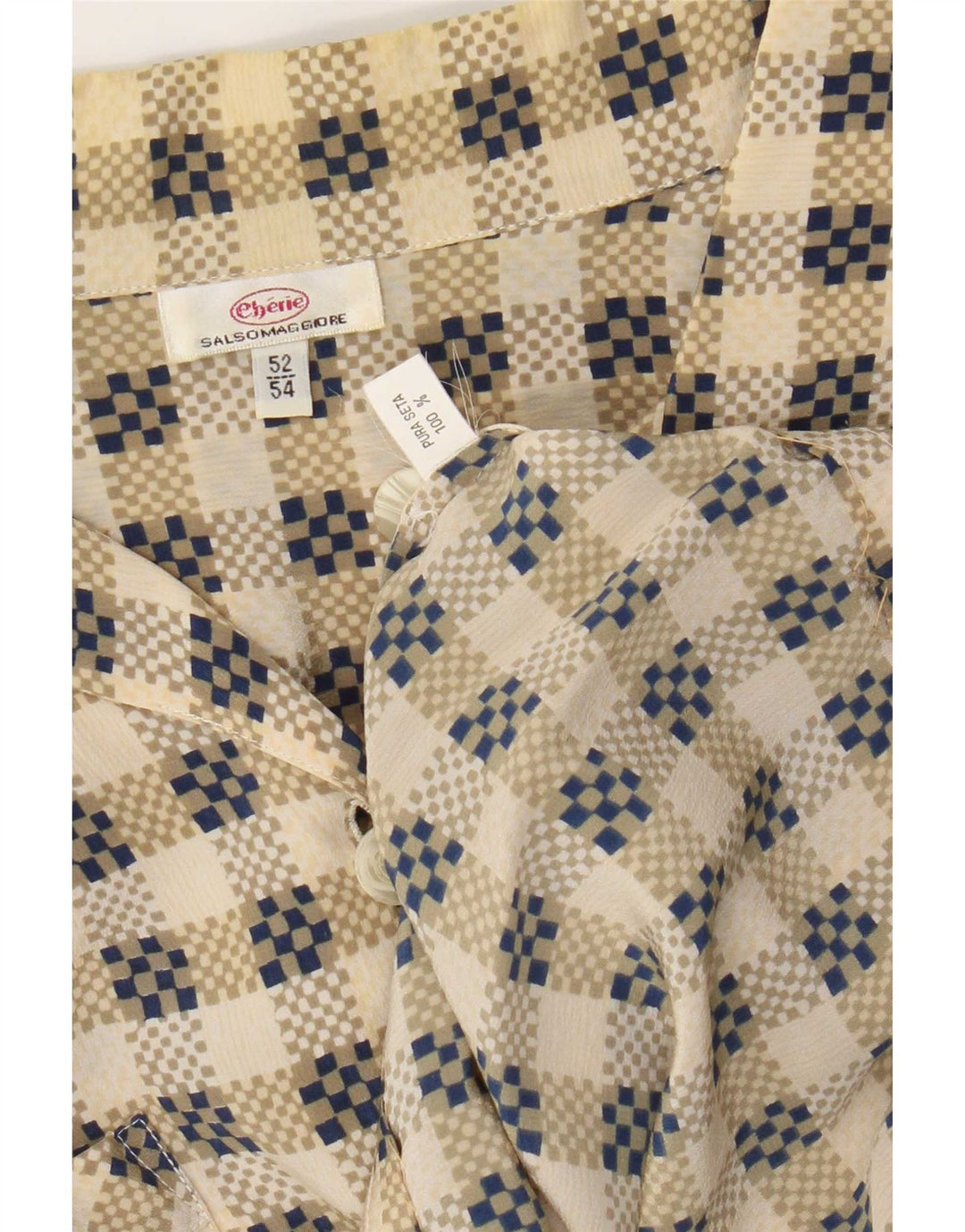 Camicia Donna cherie IT 52/54 2XL Seta a quadri Beige
