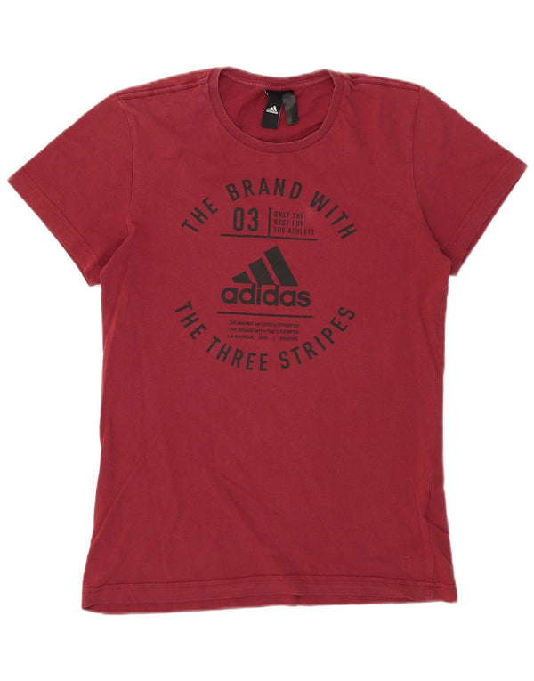 T-shirt grafica da uomo Adidas Top piccola in cotone bordeaux