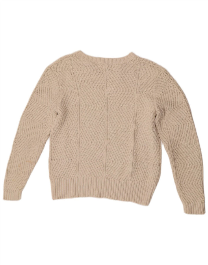 Maglione maglione con scollo a V da donna Marks & Spencer UK 10 piccolo bianco sporco