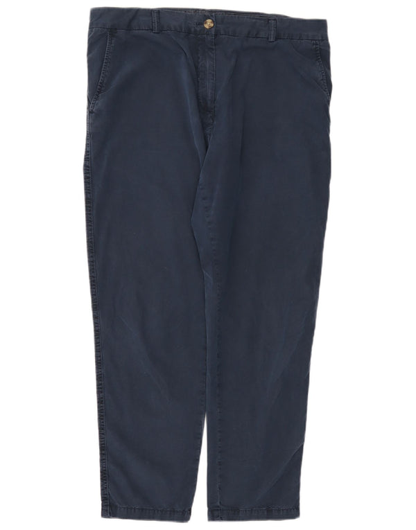 Pantaloni chino a vita alta da donna Marks & Spencer UK 14 Large W34 L26 Navy B