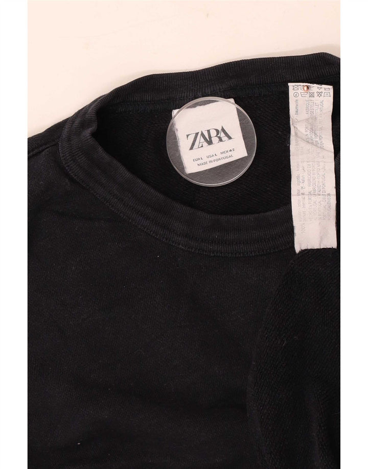 Felpa Zara Uomo Maglione Grande Cotone Nero