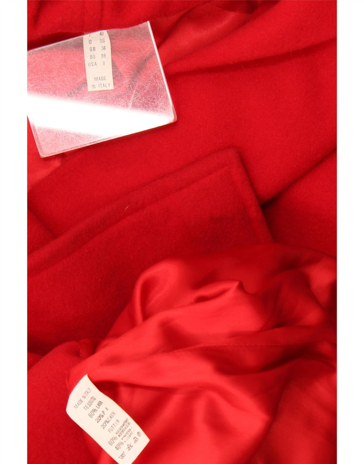 Cappotto doppiopetto oversize con cappuccio da donna vintage US 8 lana rossa media
