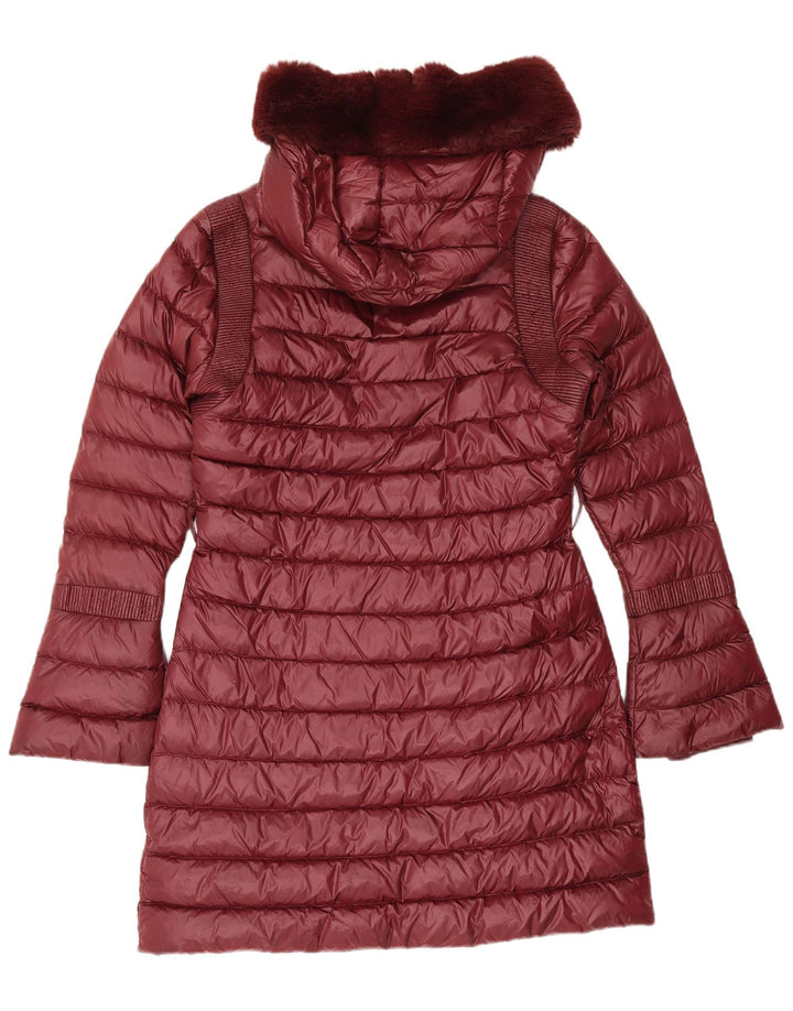 Cappotto imbottito con cappuccio da donna Ted Baker taglia 2 piccolo bordeaux in poliammide