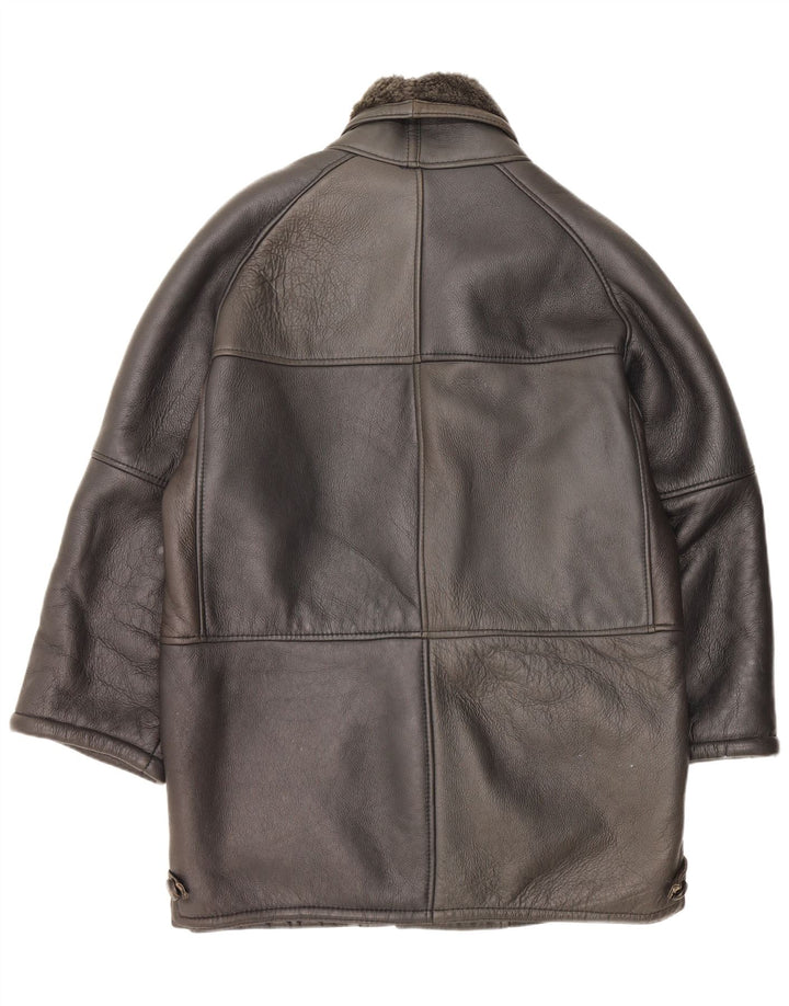 Cappotto vintage in shearling da uomo UK 42 XL Nero