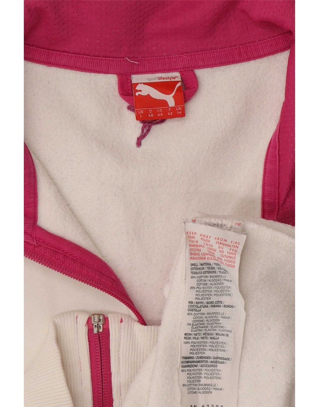 Giacca da ginnastica da donna con grafica Puma UK 14 Large White Colourblock