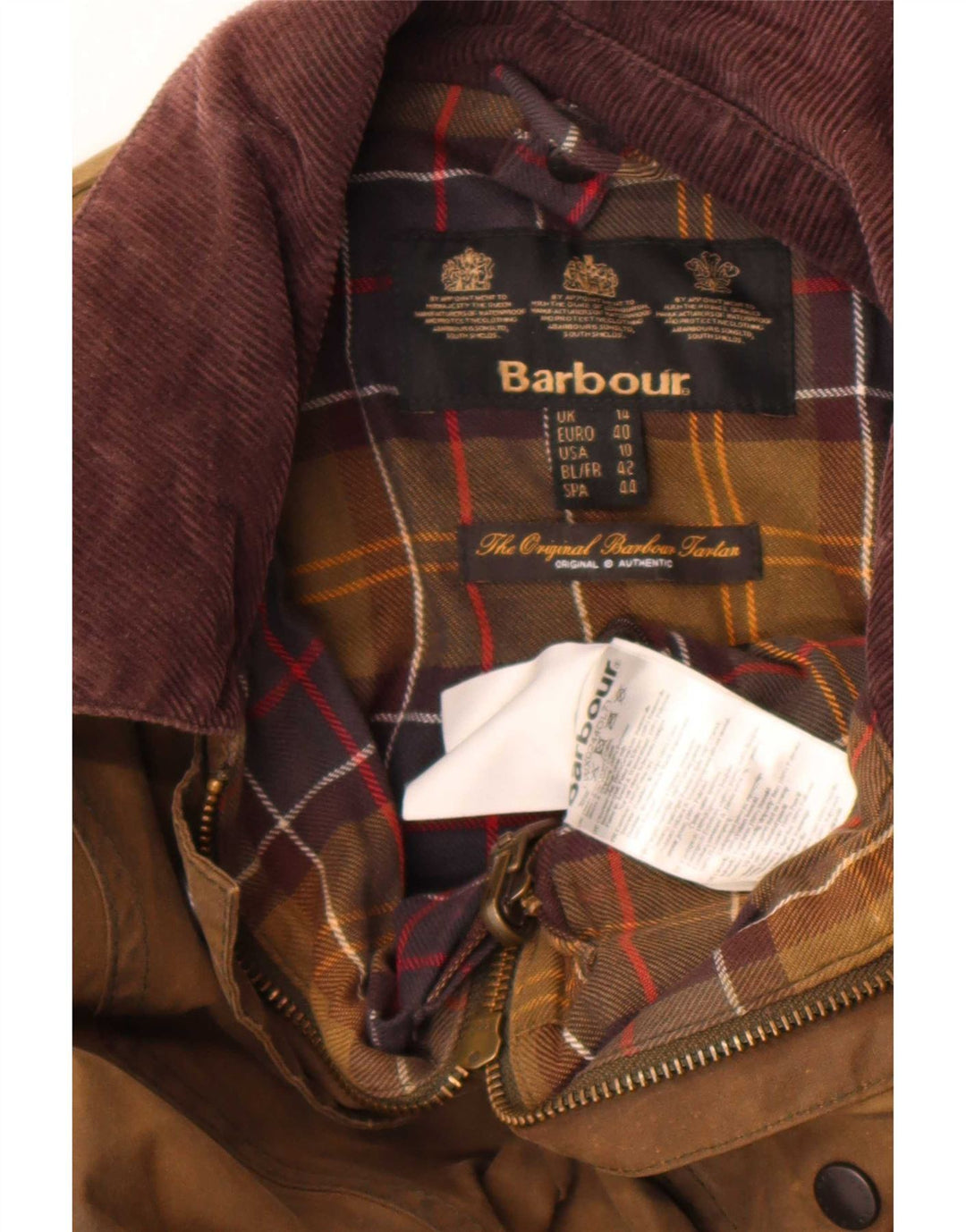 Giacca da donna in cotone cerato Barbour UK 14 grande marrone