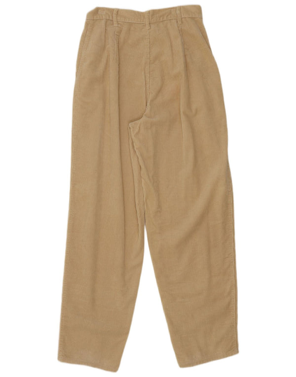 Pantaloni Benetton da donna in velluto a coste a vita alta IT 44 Medium W28 L30 Beige