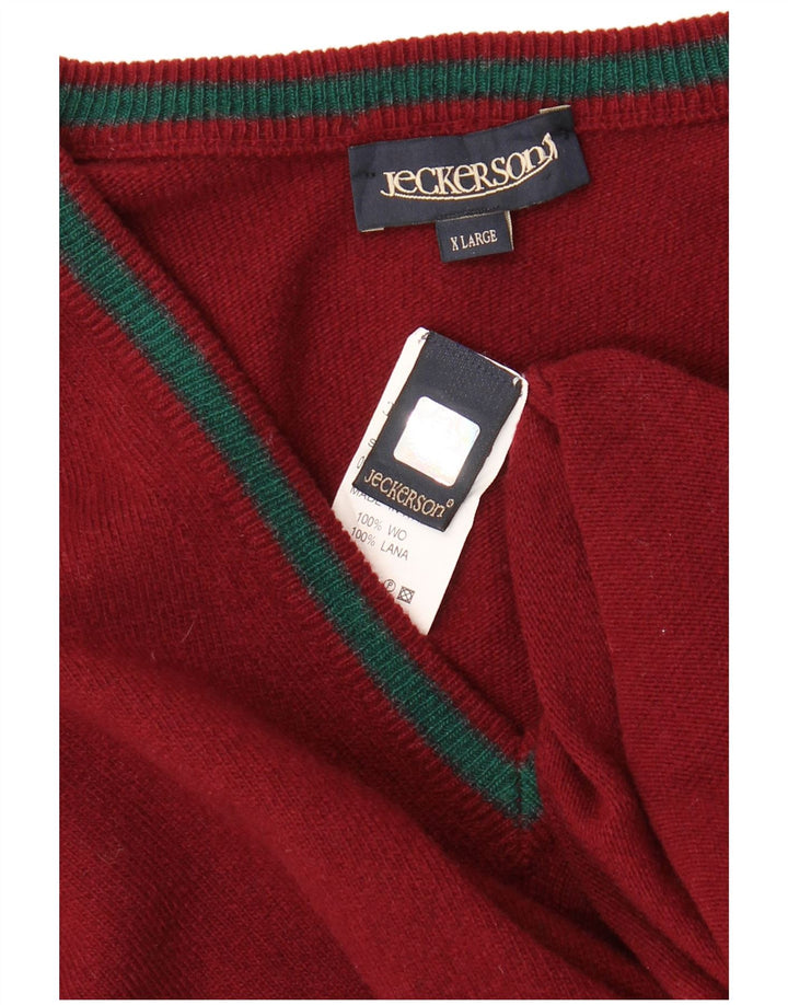 JECKERSON Maglione da uomo con scollo a V XL in lana rossa