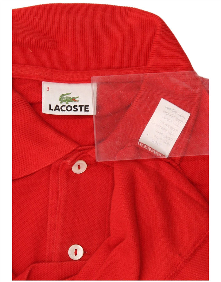 LACOSTE Mens Polo Shirt Size 3 Small Red Cotton