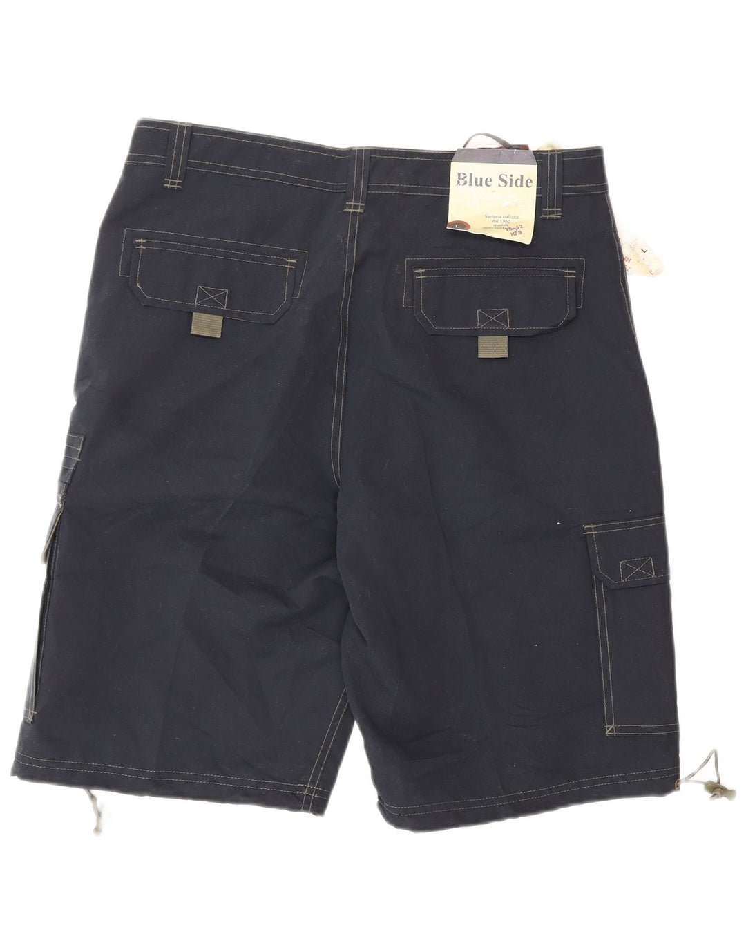 Pantaloncini cargo da uomo con lato blu, grandi W34 in poliestere blu navy