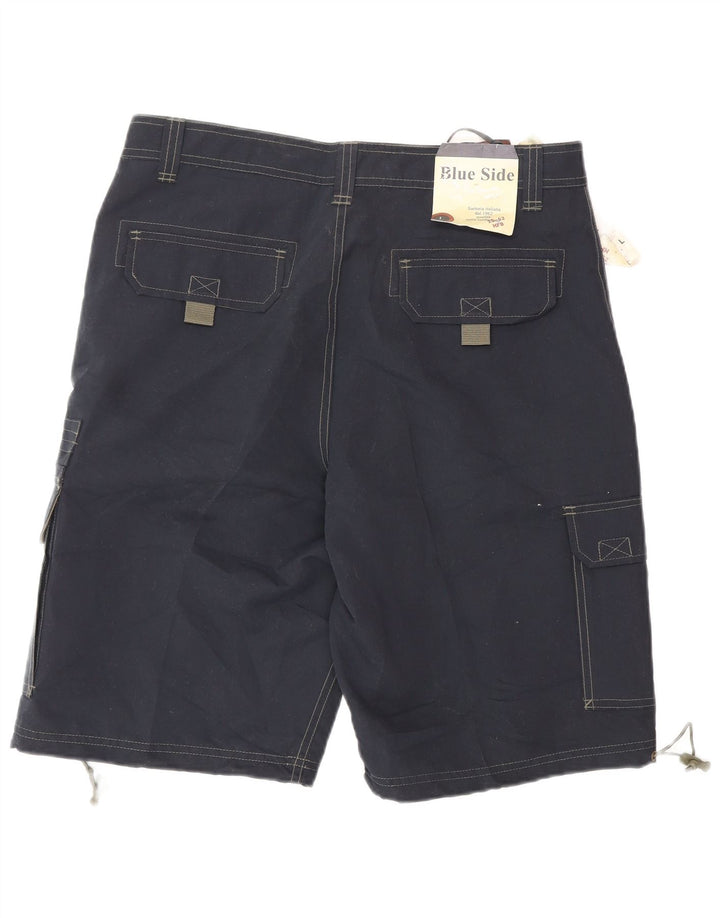 Pantaloncini cargo da uomo con lato blu, grandi W34 in poliestere blu navy