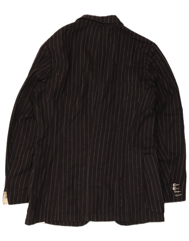 Giacca blazer a 2 bottoni da uomo Paul Smith UK 40 grande lana gessata nera