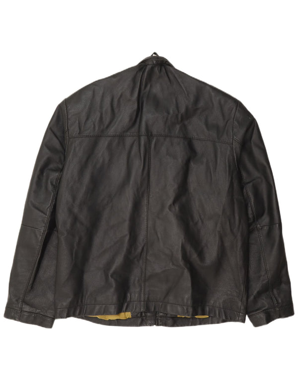 Pierre Cardin Giubbotto bomber in pelle da uomo UK 40 Large Nero