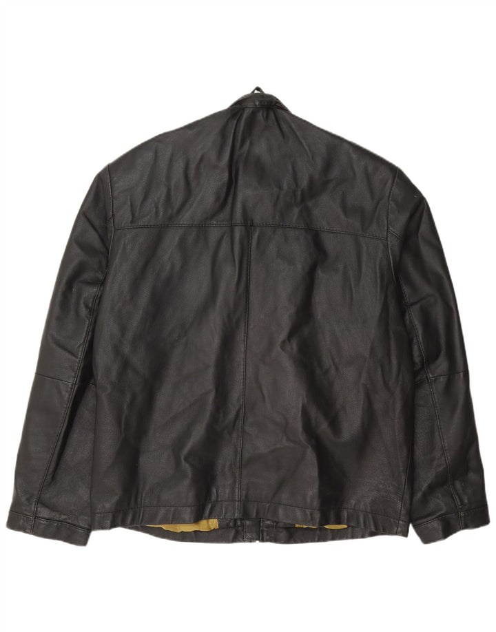Pierre Cardin Giubbotto bomber in pelle da uomo UK 40 Large Nero