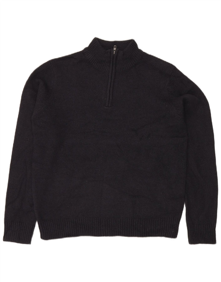 French Connection Maglione da uomo con zip e collo grande in acrilico blu navy