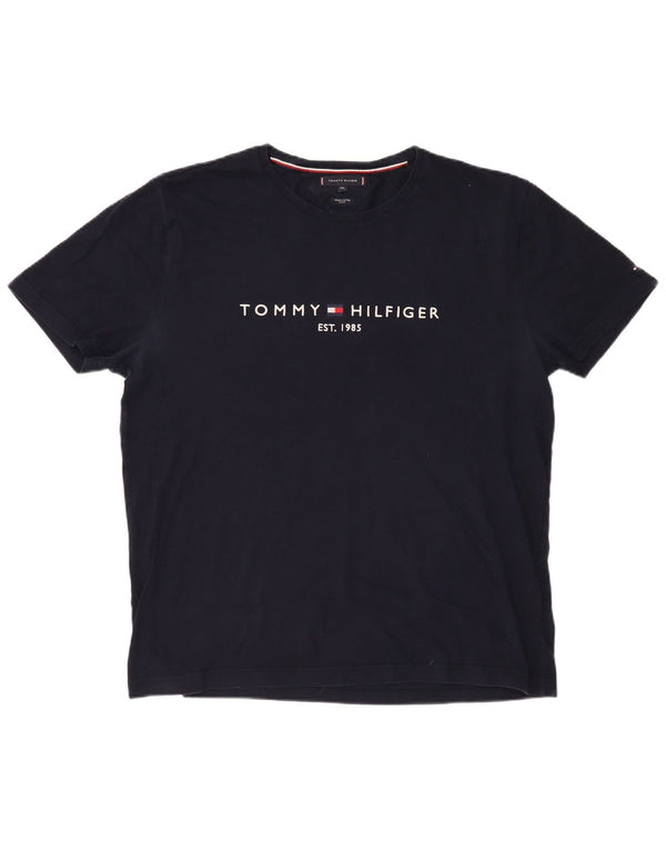 TOMMY HILFIGER T-shirt grafica slim fit da uomo 2XL cotone blu navy