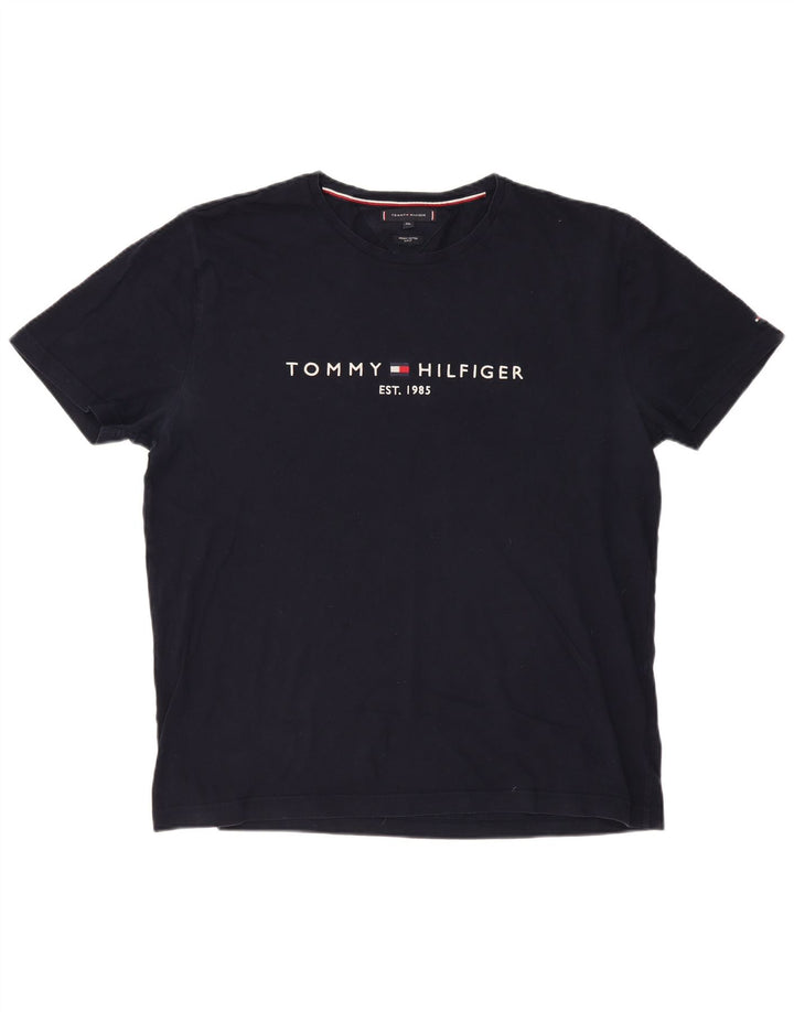 TOMMY HILFIGER T-shirt grafica slim fit da uomo 2XL cotone blu navy