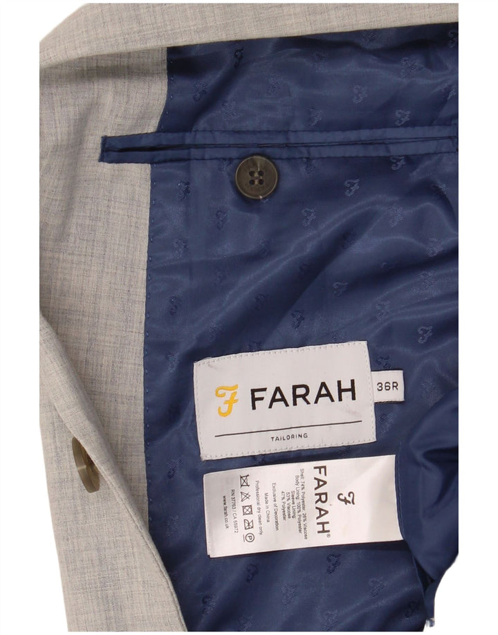 Giacca blazer da uomo a 2 bottoni Farah UK 36 piccola poliestere grigio