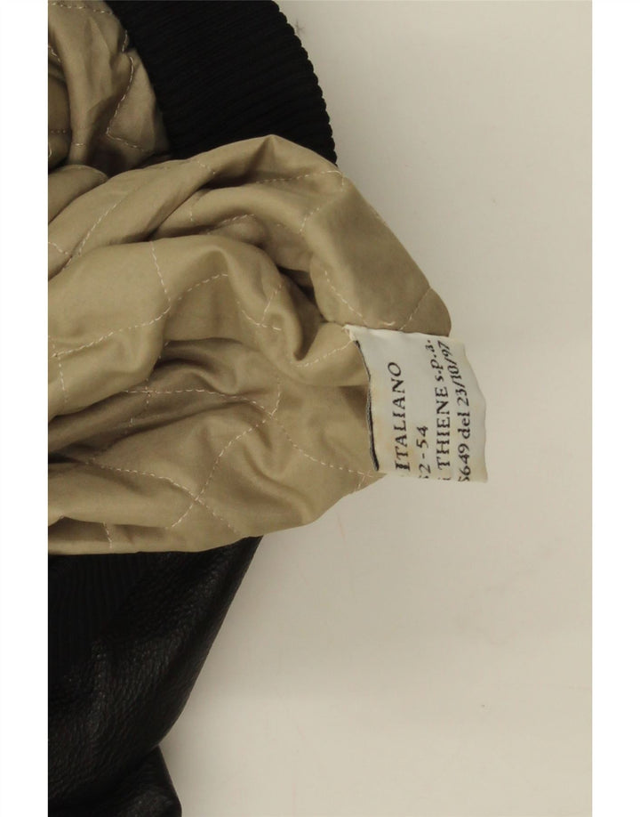 Giacca Militare In Pelle Da Uomo Esercito IT 52/54 XL Pelle Nera