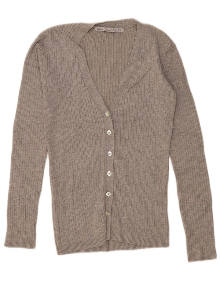 Maglione cardigan da donna Zara UK 14 grande grigio