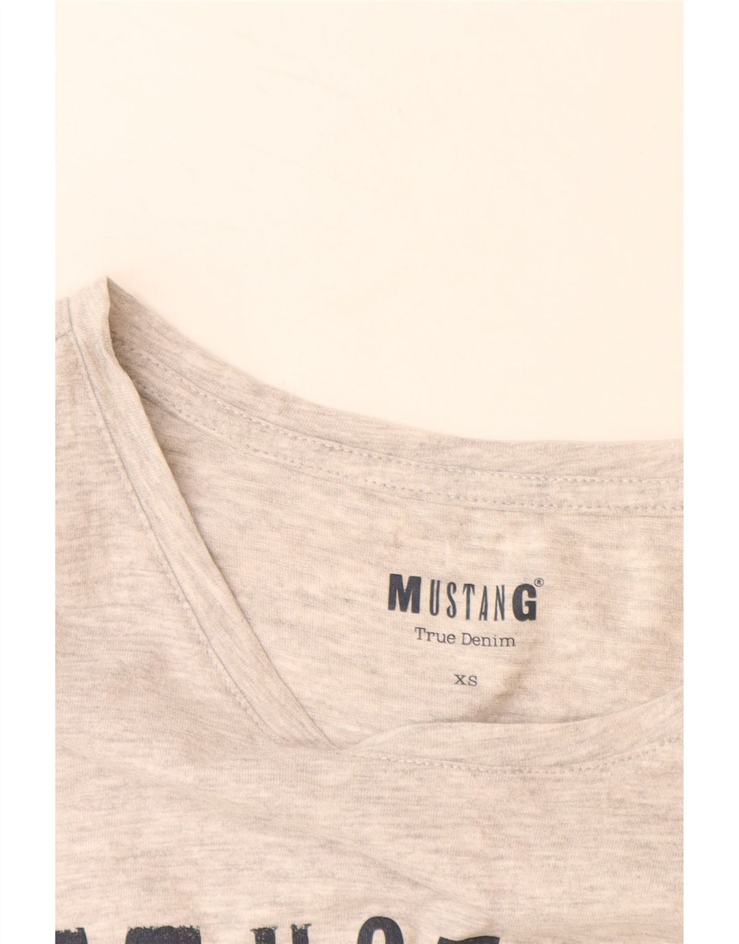 MUSTANG T-shirt grafica da donna Top UK 6 XS Grigio chiazzato