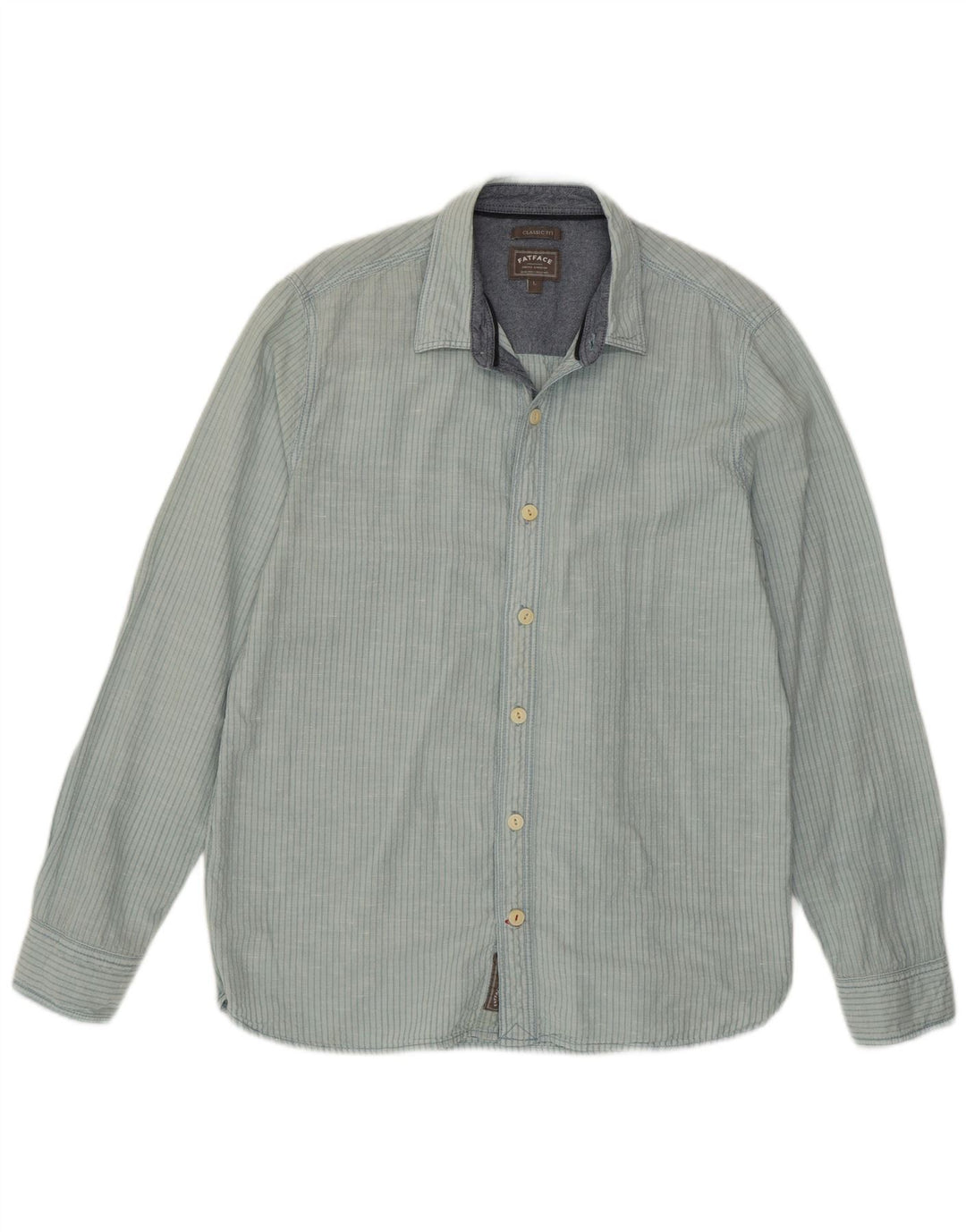 Camicia da uomo dal taglio classico Fat Face, grande lino a righe blu