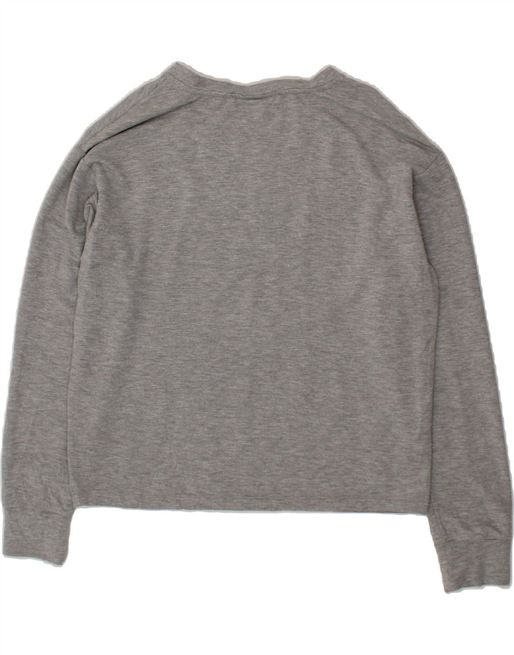 REEBOK Womens Graphic Top Long Sleeve UK 16 Large Grey Vintage Reebok and Second-Hand Reebok from Messina Hembry 