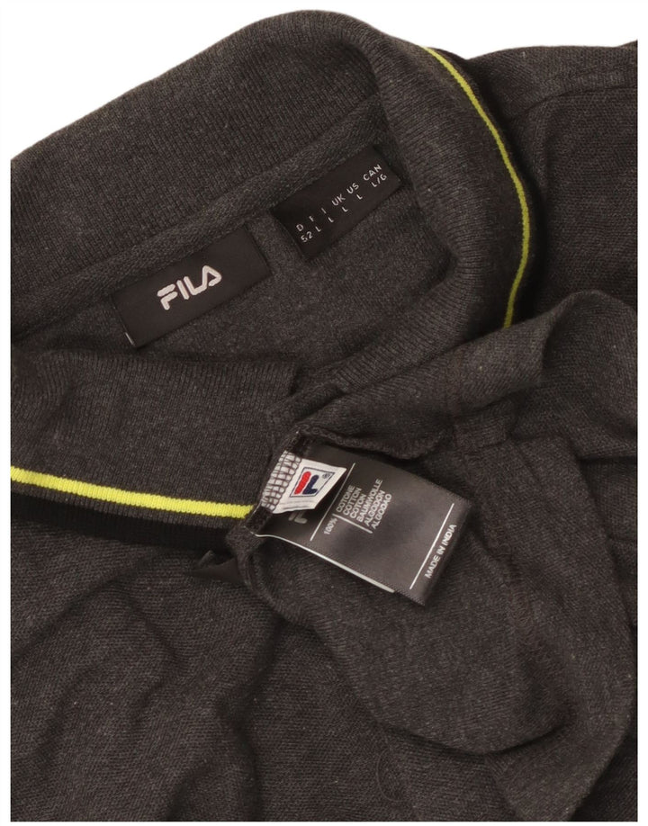 Polo da uomo Fila Large in cotone grigio