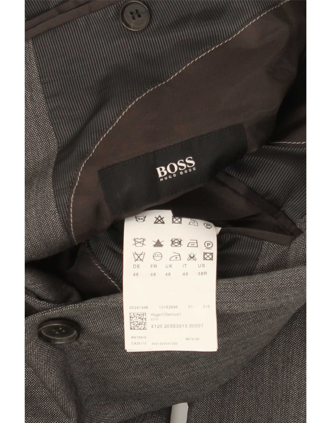 Giacca blazer da uomo a 2 bottoni Hugo Boss EU 48 Lana vergine grigio medio