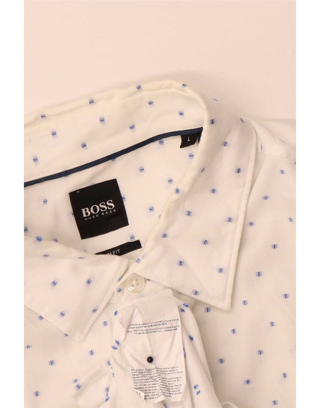 Camicia slim fit da uomo Hugo Boss, cotone maculato bianco grande