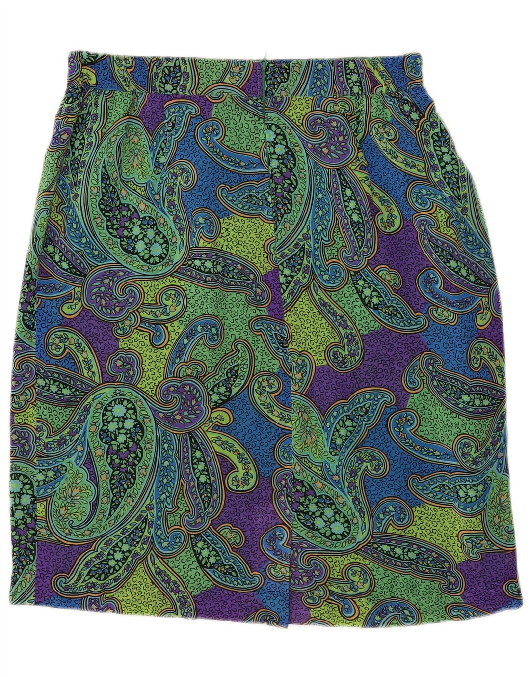 Gonna a tubino vintage da donna IT 44 media W34 poliestere verde paisley