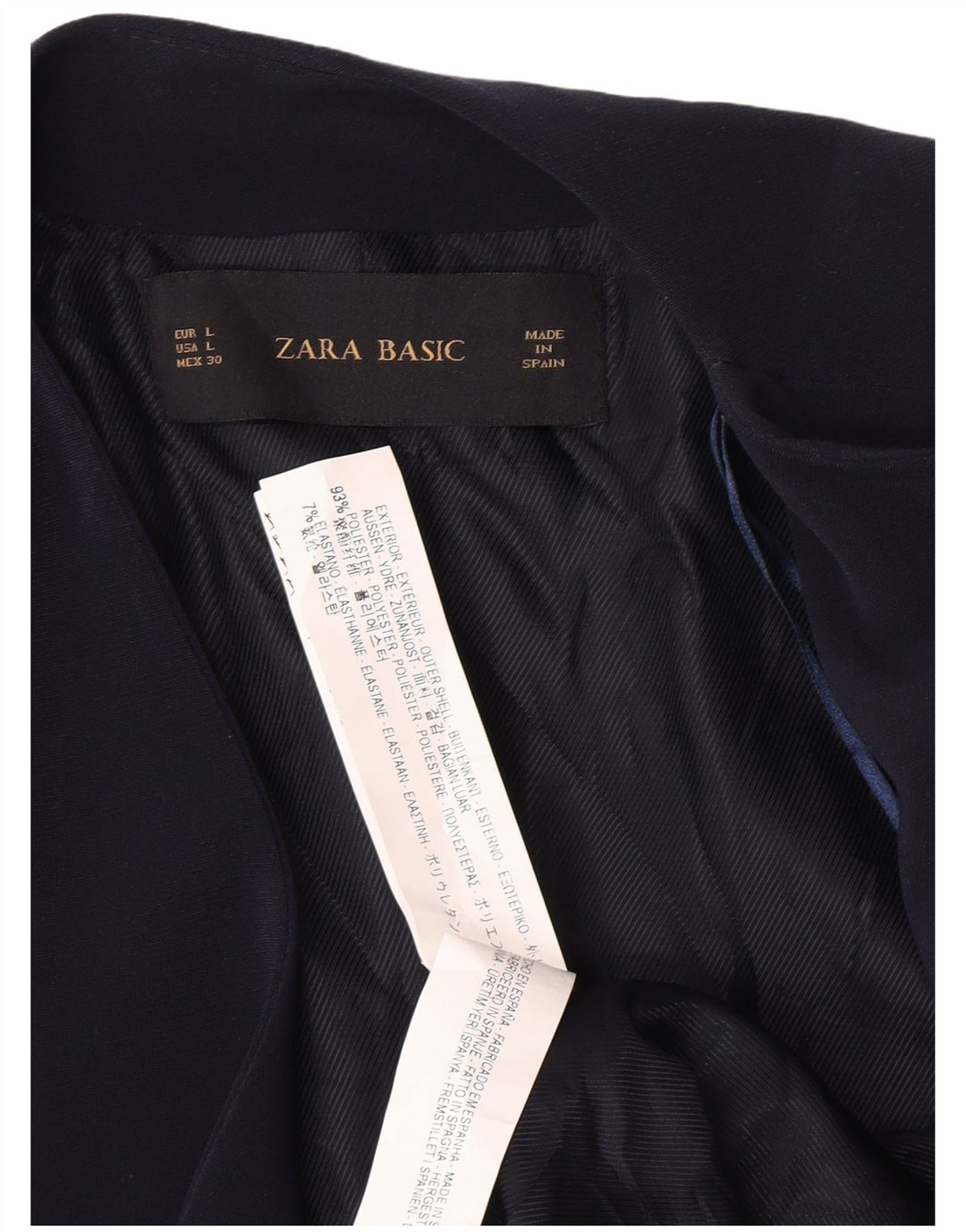 Giacca blazer aperta da donna Zara UK 14 grande poliestere blu navy